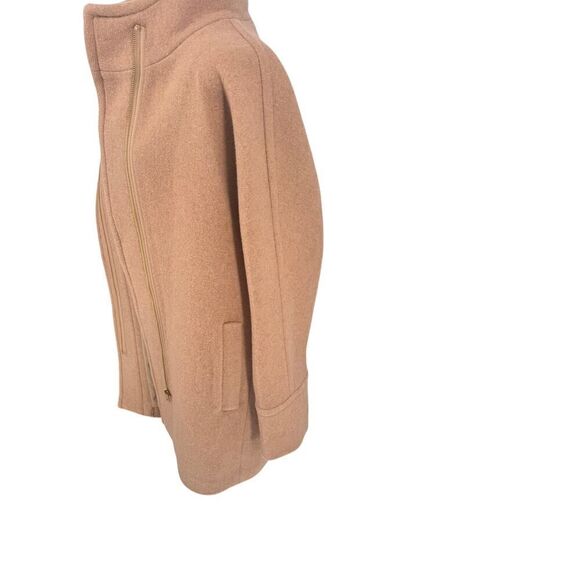 J.Crew Wool Coat Sz 12 Camel Funnel Neck Cocoon Style Fall Winter EUC Classic - Picture 2 of 15